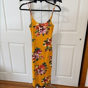 Fashion Nova Yellow Floral Midi Dress